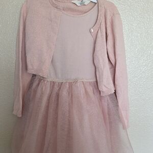 6/7 Girls Pink Dress with Cardigan